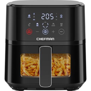 Фритюрниця електрична Chefman 3.75 л з технологією Hi-Fry, чорна - компактна аерофритюрниця з антипригарним покриттям та сенсорним керуванням