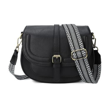 Сумка жіноча AFKOMST через плече, чорна, зі шкірозамінника PU, з регульованим знімним ремінцем