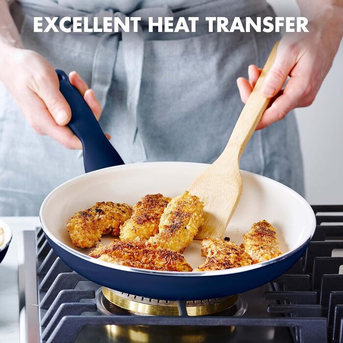 Набір сковорідок GreenPan Rio з антипригарним покриттям Ceramic Non-Stick, 3 шт. (17.8 см, 24.1 см, 27.9 см), блакитний