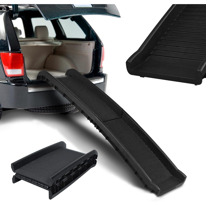 Рампа для собак NAIZY 156 см, складана, з антиковзними килимками, для собак/кішок/домашніх тварин до 90 кг, чорна