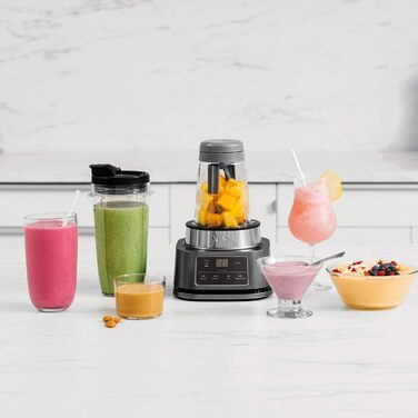 Ninja Foodi Power Nutri Blender 2-in-1, Mix-Smoothie-Bowls, thick spreads & frozen drinks, automatic programs, 700ml cup & 400ml bowl with Power Paddle, 1100W, Silver CB100UK Nutri-Mixer