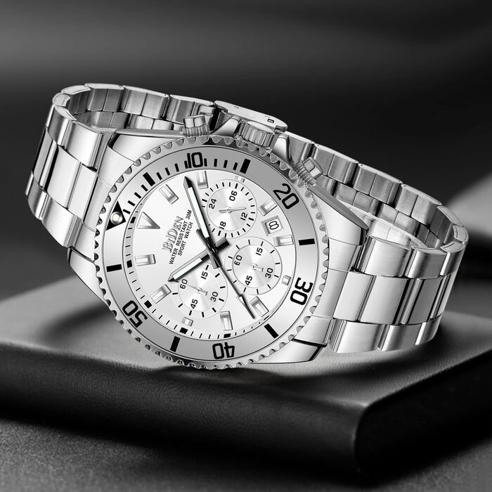 Годинник чоловічий Biden BIDEN-0163, аналоговий, кварцовий з браслетом з нержавіючої сталі (срібний)