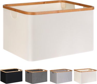 Efluky Foldable Laundry Basket 60L, Bamboo Fabric Foldable Storage Basket, Collapsible Storage Laundry Basket, Laundry Baskets for Bedroom Bathroom (Beige)