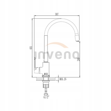 Змішувач для кухні Invena Joga, бежевий, сріблястий BZ32L03C