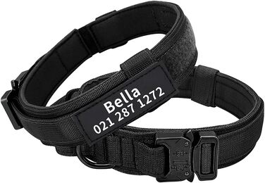 Тактичне нашийник для собак середніх та великих порід, персоналізований з іменем та номером телефону (Стиль A)
