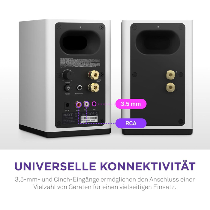 Комп'ютерні колонки NZXT Relay – 80 Вт, повний діапазон звуку, білий колір