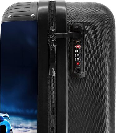 Дитячий валіза-роликовий колірний з ініціалами та іменем, 55x40x20см - валіза для ручної поклажі, валіза для хлопчиків, легкий, з принтом 'Ренн-авто'