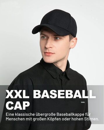 Кепка бейсболка Zylioo XL/XXL чорна (Black) 7 см, регульована, великий розмір, чоловіча/жіноча