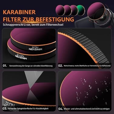 Набір фільтрів ND/CPL для DJI Osmo Action 5 Pro: CPL, ND8, ND16, ND32 (сумісний з Osmo Action 4/3)