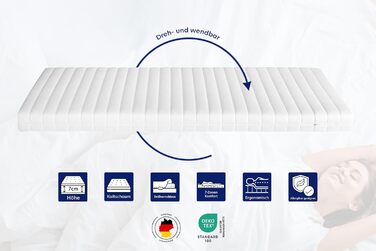 Träumegut24 - WaterCell 7cm Premium Cold Foam Mattress Topper / Mattress Protector - Firmness Level H2 / H3 (180 x 200 cm, H3)