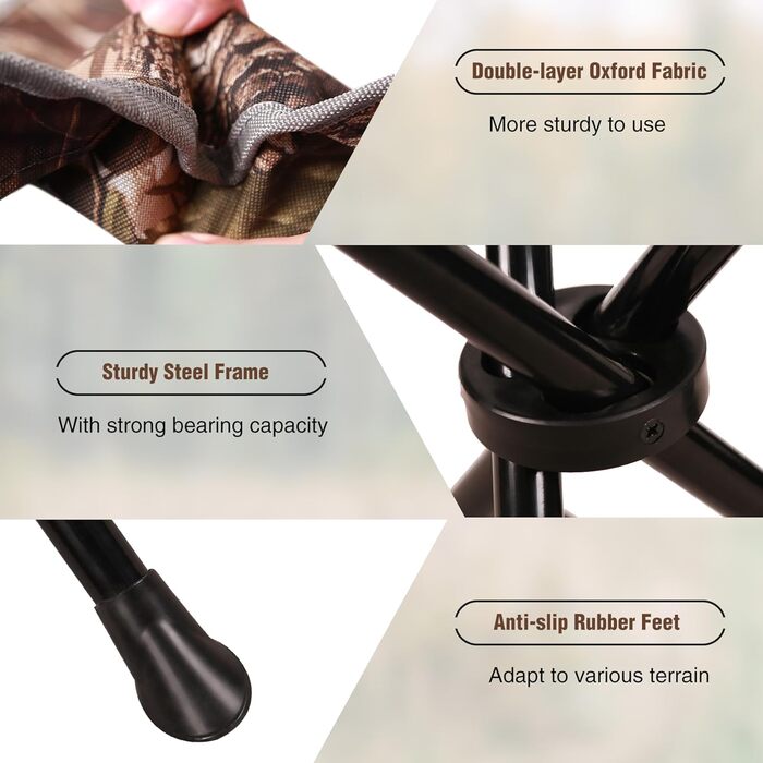 REDCAMP 2 шт. Кемпінгові стільці-штатив, 56 см, складні, 3 ніжки, камуфляж для відпочинку на природі, риболовлі, полювання та туризму