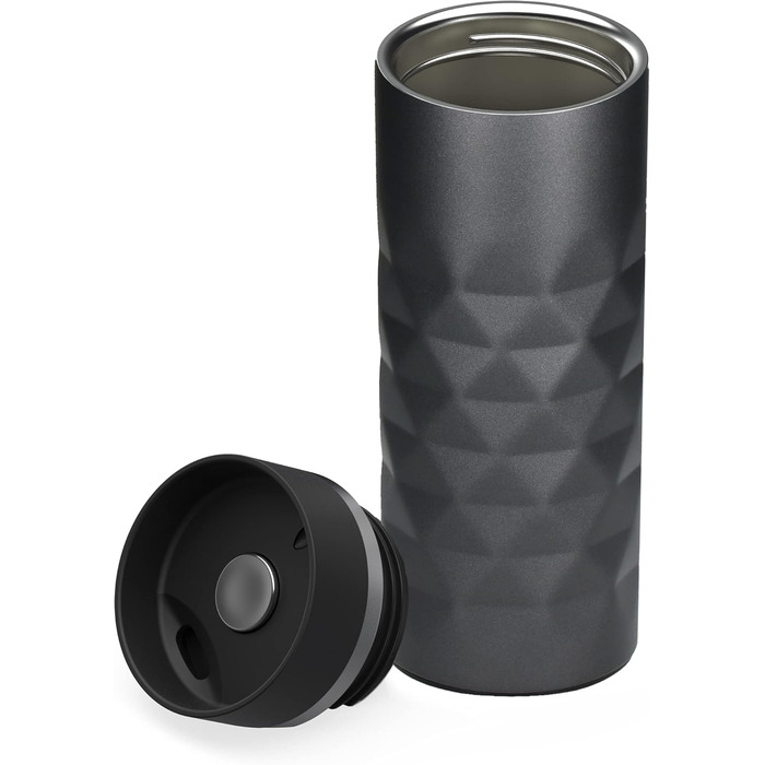 Термокружка Diamond з нержавіючої сталі Elasto Premium | 450 мл | Зберігає тепло та холод | Без BPA | Матова, блискуча (Шифер сірий)