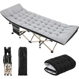 Ліжко складане Yaheetech з матрацом для кемпінгу, сіре (191x67 см, до 150 кг) + Чохол та кишені