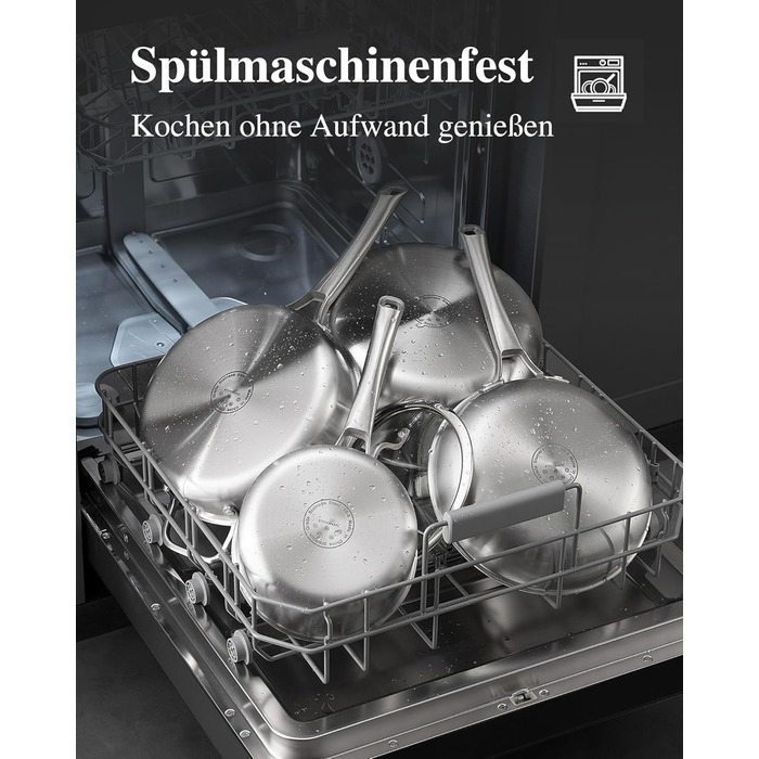 Набір сковорідок з нержавіючої сталі 3 шт. (20, 24, 28 см), універсальні, для всіх плит, індукційні, безпечні для духовки та посудомийної машини