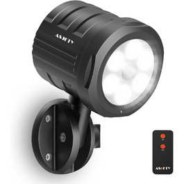ASOFTY Motion Sensor Outdoor Battery Spotlight with Remote Control, 6 LED Wireless Battery-Powered 1000LM Spot Lamps, IP65 Waterproof Security Lamps for Garden, Garage, Indoor & Outdoor (Black)