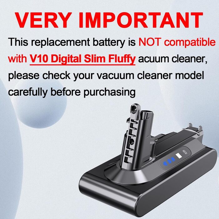 Запасний акумулятор Rapthor V10 для пилососів Dyson V10 (75,6Wh, 25,2V) - сумісний з V10 Absolute, Animal, Total Clean, Cyclone