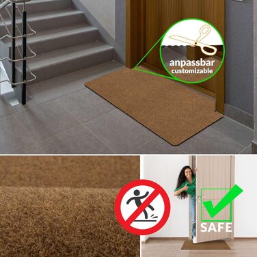 Килимок для дому ANRO: міцний, водонепроникний, для входу, порогу, кухні, спальні. Розмір 40x60 см, матеріал - кокос