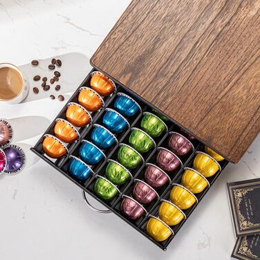 Підставка для капсул Nespresso Vertuo з дерев'яною кришкою - 50 капсул