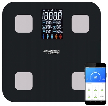 Електронні аналітичні ваги для ванної кімнати Slim, чорні — з підтримкою української мови в додатку