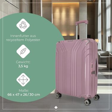Чемодан Travelite ELVAA Rosé 66 см, 72-77 л, з TSA замком та розширюваною внутрішньою частиною