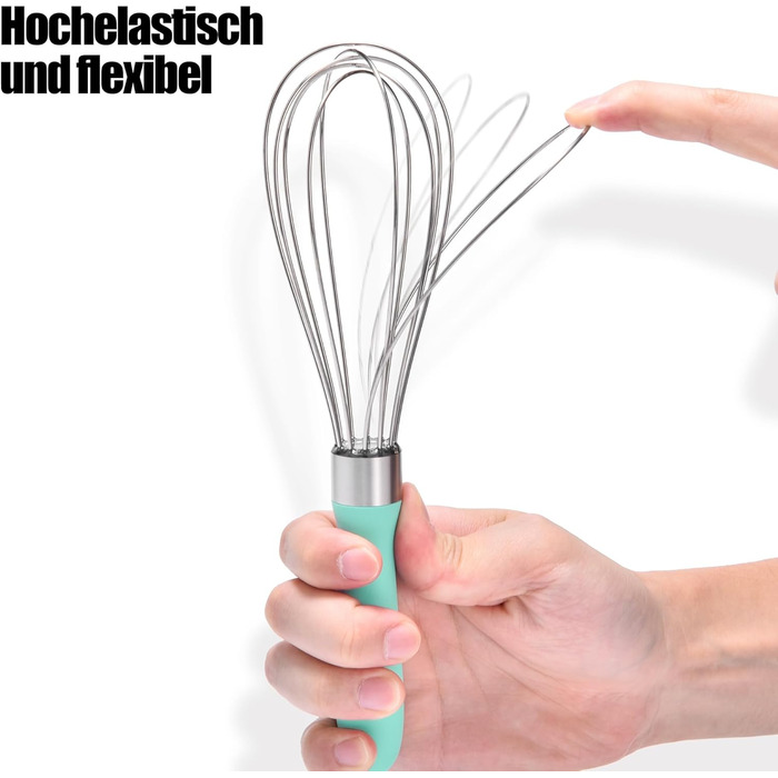Міксер ручний Doosu 28 см з нержавіючої сталі, 8 гнучких дротів для збивання та змішування (Aqua Sky, S-23cm)