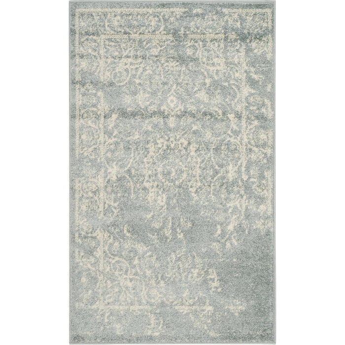 Килим SAFAVIEH з потертим ефектом для вітальні, їдальні, спальні - колекція Adirondack, короткий ворс, 122 x 183 см (сірий та кремовий, 91 x 152 см (прямокутний))