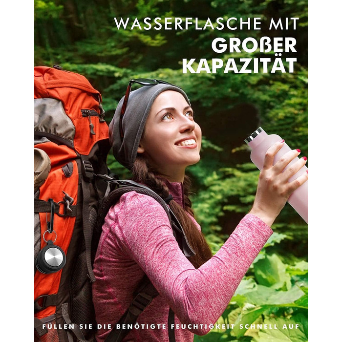 Фляга спортивна Feijian 1L з карабіном - термофляга з нержавіючої сталі, витримує напій з газом, без BPA, для туризму, спорту, школи, велосипеда, армійського кольору (Рожева, 750 мл)