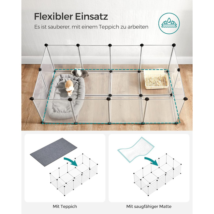 Клітка для гризунів SONGMICS Freigehege з піддоном, 143 x 73 x 46 см, біла (LPC02W M)