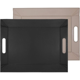 FREEFORM DUO - 2-in-1 reversible tray & placemat, black/taupe, faux leather, dimensions: 45 x 35 cm