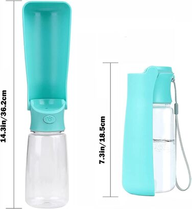 Складана пляшка для води для собак, 550 мл, не протікає, портативний диспенсер для води та корму для тварин, для прогулянок, походів, подорожей