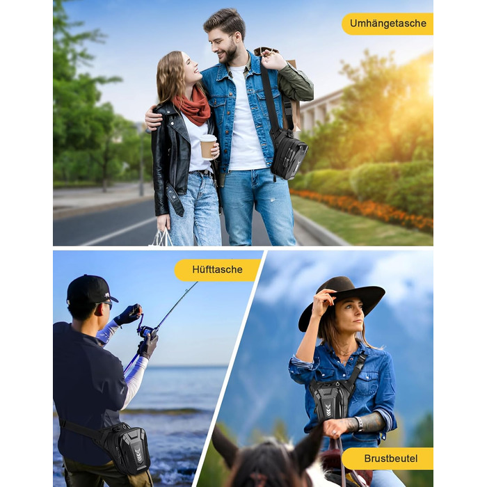 Мотосумка на стегно Beintasche, поясна сумка для чоловіків та жінок, розширена місткість, світловідбиваючі смуги та регульований ремінь, рюкзаки та сумки для велоспорту та піших прогулянок