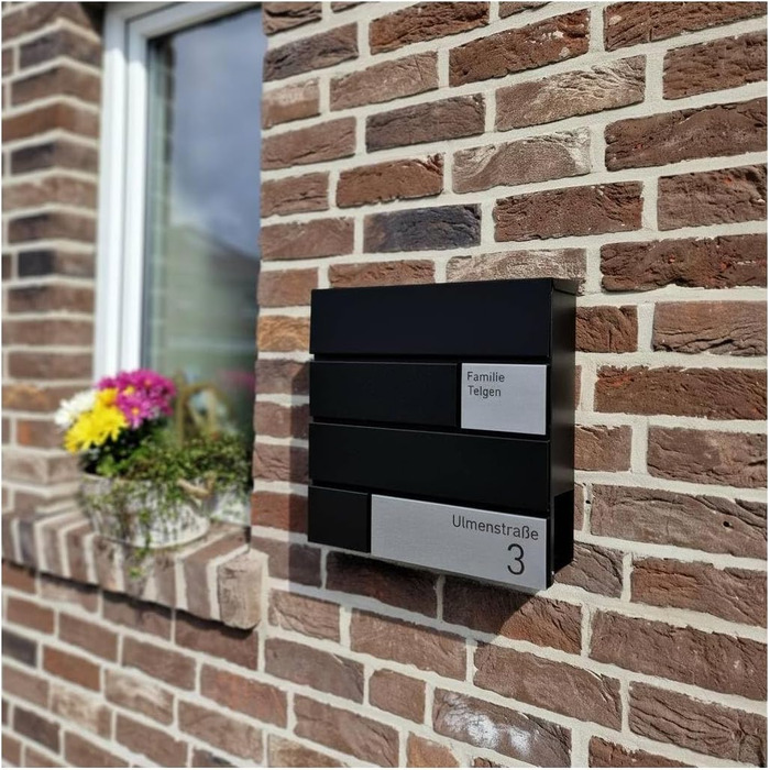 Поштова скринька Metzler G антрацит RAL 7016, з гравіюванням та табличкою з нержавіючої сталі, настінний монтаж, 37x37x10.5 см