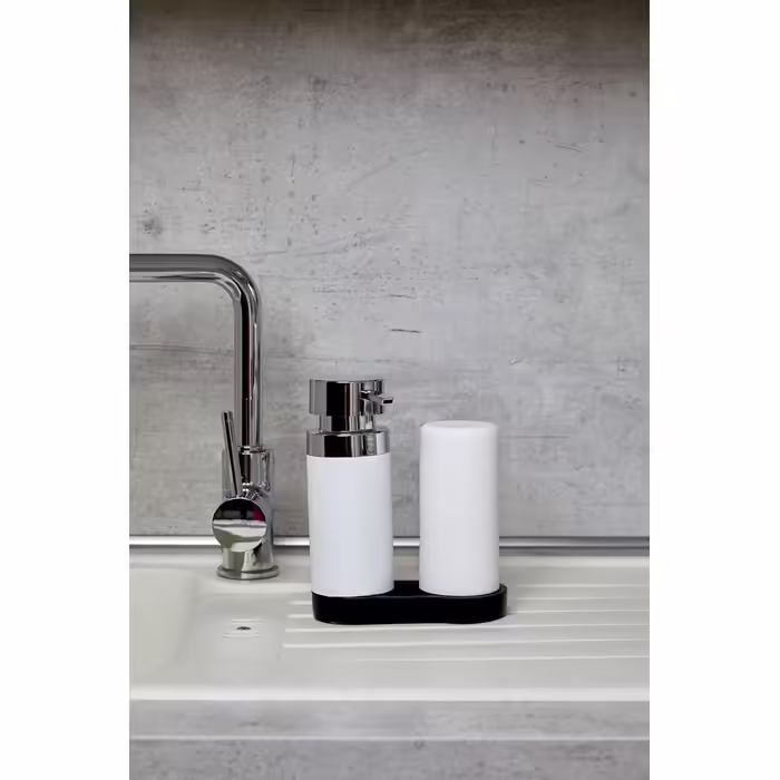 WENKO Easy Squeez-e Dish Station White, Soap and Dish Soap Dispenser, 0.25 l