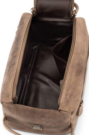 LEABAGS Преміум дорожній косметичний набір з натуральної шкіри для жінок та чоловіків | Культиватор | Vanity Case | Мийний мішечок (Palm Bay, Вінтажний сіро-коричневий)