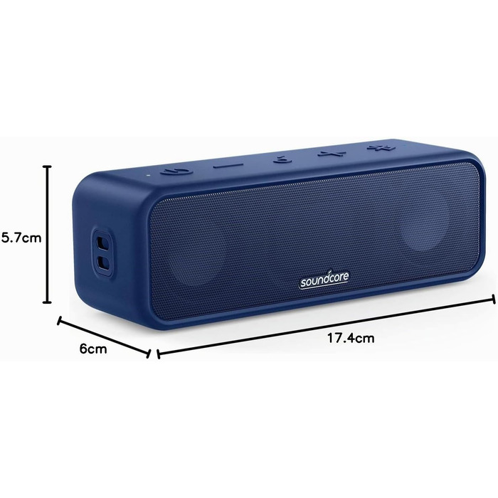 Soundcore 3 Bluetooth колонка: Стереозвук, Titan-драйвер, PartyCast, BassUp, 24 год, IPX7, EQ, чорний