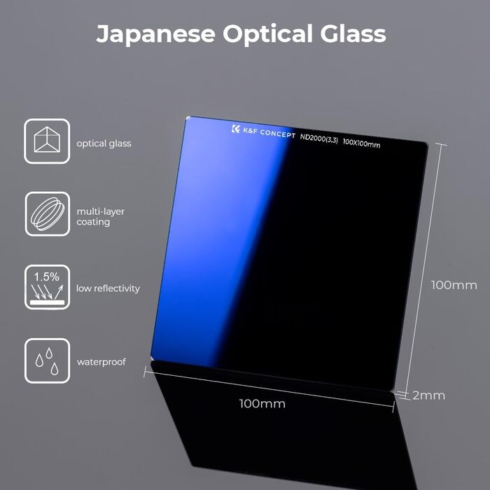 Набір фільтрів K&F Concept Nano-X: квадратний фільтр, фільтротримач, 8 адаптерних кілець (ND2000)