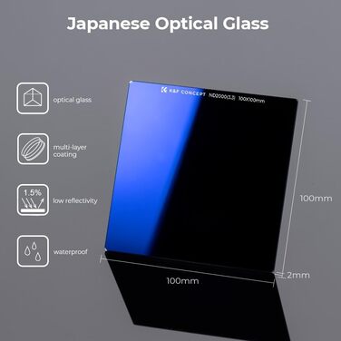 Набір фільтрів K&F Concept Nano-X: квадратний фільтр, фільтротримач, 8 адаптерних кілець (ND2000)