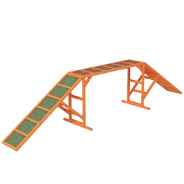 PawHut Agility Ramp for Dogs, Training Course Equipment, Non-Slip, Weather-Resistant, Wooden, 325 x 55 x 69 cm, Orange