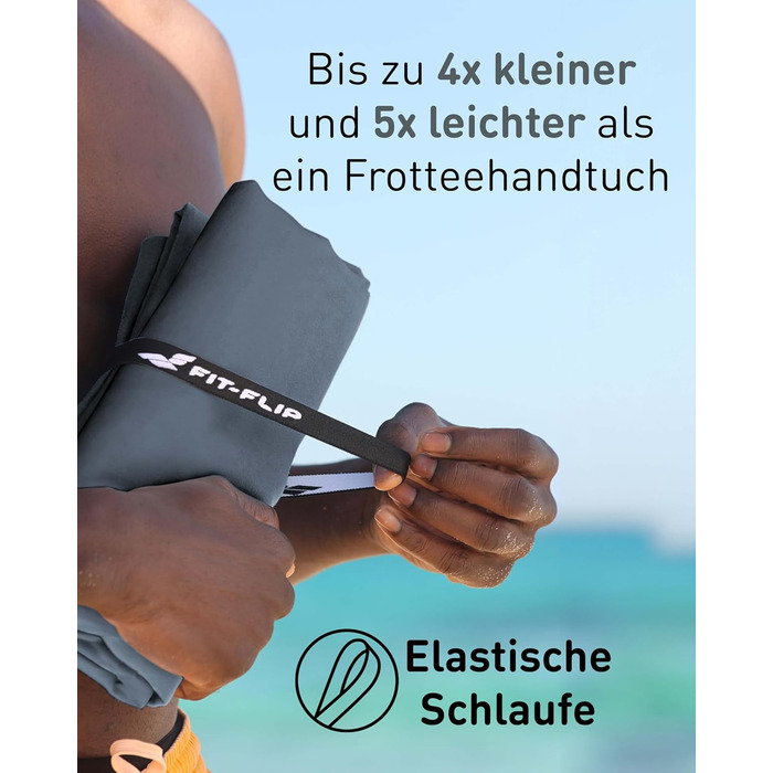 Рушник з мікрофібри Fit-Flip - компактний та легкий, швидковисихаючий - для подорожей, спорту, пляжу - великий, 50x30 см - 1 шт.