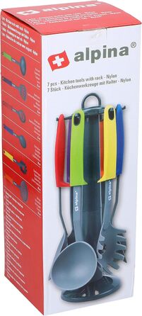 Набір кухонних аксесуарів Alpina Küchenhelfer 7 шт. з поворотним підставкою – кухонне приладдя з силікону для приготування їжі