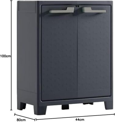 Keter Moby Plastic Cabinet, tall, anthracite/green/gray, cm, including 4 adjustable shelves each with a 30kg load capacity, suitable for indoor and outdoor use, UV and water-resistant (IPX3) (80 x 44 x 100)
