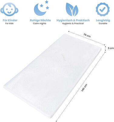 Dailydream viscoelastic mattress topper “Model Kids M” with memory foam effect, 140x70x5cm, “Standard” edition