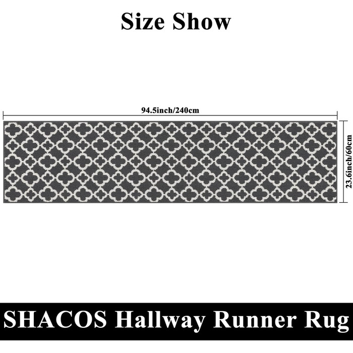 Килимок для підлоги SHACOS з антиковзким покриттям, 50x150 см (60x240 см), темно-сірий. Килимок для кухні, вітальні, передпокою, легко миється