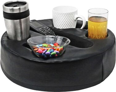 Sofa-Buddy Practical Couch Cup Holder, Couch Coaster, Sofa Cup Holder - The Perfect Couch Accessory (Big-Leather-Black)