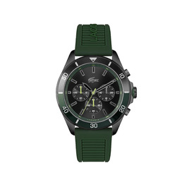 Годинник чоловічий Lacoste Chronograph Quarz TIEBREAKER з зеленим силіконовим браслетом 2011153