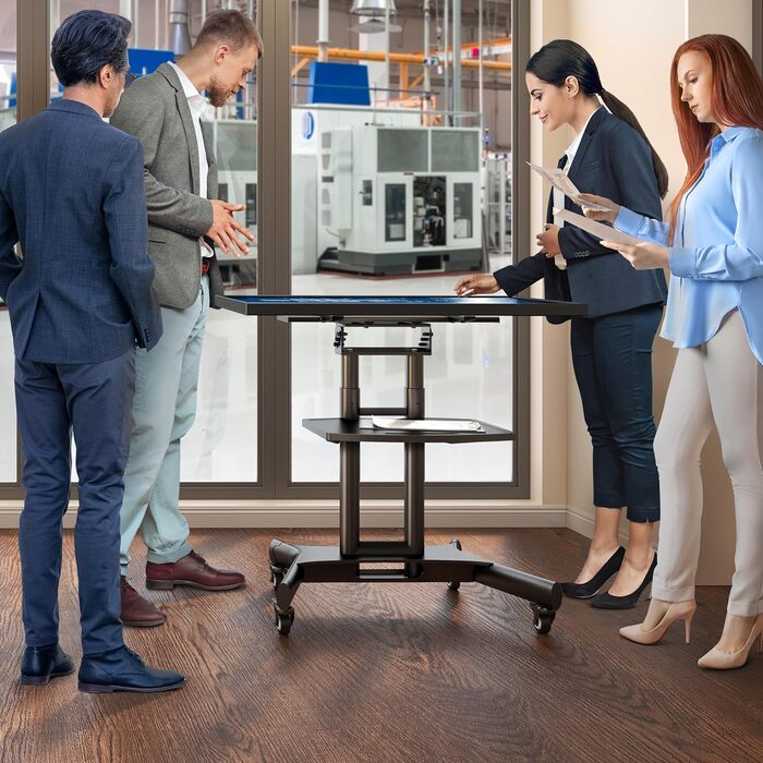 ONKRON Mobile TV Stand with Wheels - Adjustable Height & Tilt for 32-70 inch TVs (up to 45kg) - VESA 600x400 - Black