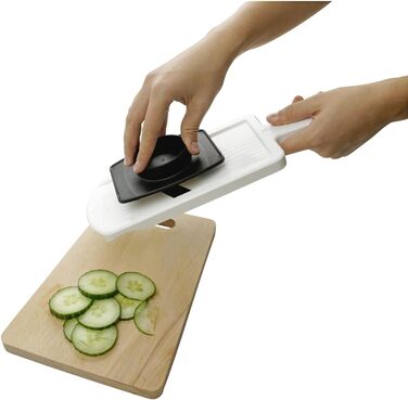 Набір для нарізки овочів Fackelmann з контейнером для залишків – овочерізка з двосторонньою нержавіючою сталлю, преміум-якість, білий/чорний, 1 шт.