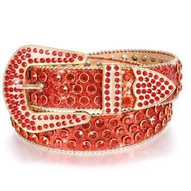 LEACOOLKEY Ремінь зі стразами для чоловіків та жінок, стильний вестерн ковбойський ремінь з пряжками, блискучий пояс для джинсів, штанів, суконь. Розмір S: 73-82 см (загальна довжина 105 см)