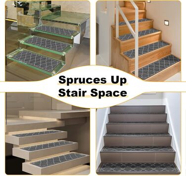 15 килимків на сходи 76x20 см, антиковзаючі, самоклеючі, для дітей, літніх людей та собак, сірий колір