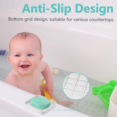 Силіконові мильниці з дренажем (2 шт.) для ванної, душу, кухні та тумбочки - білий колір